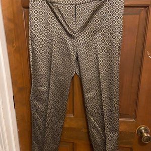 Metallic Jacquard Gold and Black Ankle Pants with Geometric design Size 10 Curvy